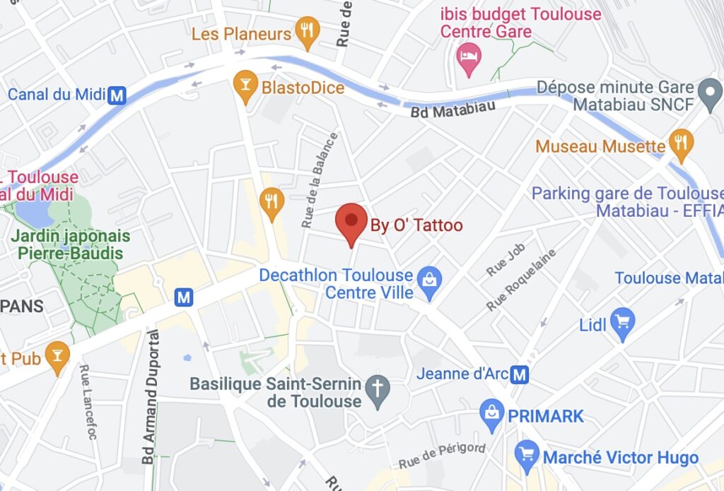 plan d'accès By O' : tatoueur Toulouse, maquillage permanent, tricopigmentation